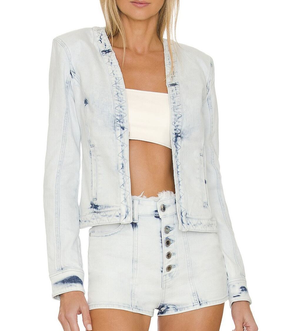 Retrofete NWT Mabel Light Blue Denim Blazer Jacket XS Made in Italy